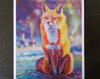 Colorful Fox Postcards Set of 5+ Cards Painting Original Art Small Animal Prints for Framing or Mailing