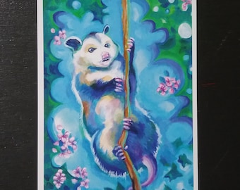 Colorful Possum Postcards Set of 5+ Cards Painting Original Opossum Art Small Prints for Framing or Mailing