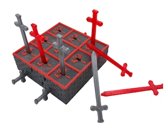 Tic Tac Toe Tabletop Game Set - XOX game for kids, sword Tic Tac Toe game for kids, handcrafted Tic Tac Toe, coffee table game