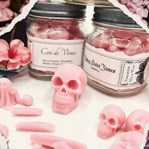 Scented Wax Melts &quot;Cire de Vénus&quot; Skull Crystals & Ghouls: Sweet and Floral Sugar, Freesia, Vanilla {120g} Handcrafted With Mica