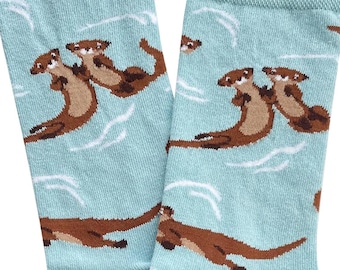 Cute Otter Socks, Novelty Cotton Socks, Animal Lover Gift
