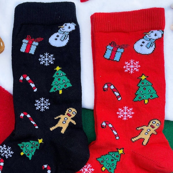 Funny Christmas Socks, Gingerbread Man Socks, Candy Pattern Socks, Christmas Design Socks, Christmas Gift for Her, Stocking Stuffer