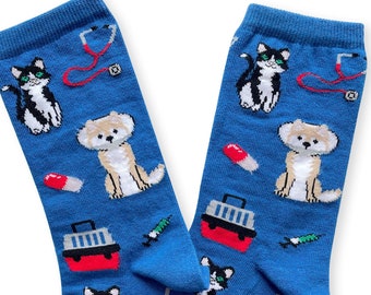 Calcetines veterinarios, calcetines veterinarios, calcetines veterinarios, regalo de estudiante veterinario, regalo de Navidad, regalo de enfermera veterinaria, calcetines veteranos, regalo de la semana de tecnología veterinaria