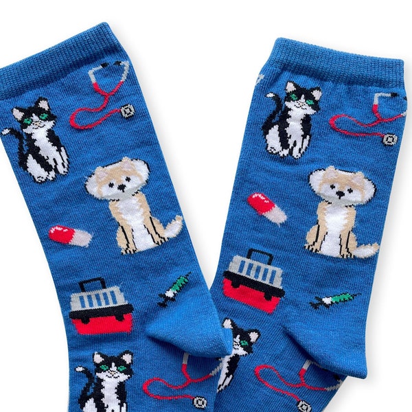 Calcetines veterinarios, calcetines veterinarios, calcetines veterinarios, regalo de estudiante veterinario, regalo de Navidad, regalo de enfermera veterinaria, calcetines veteranos, regalo de la semana de tecnología veterinaria