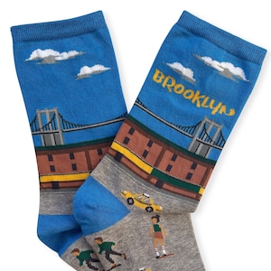 Skarpetki Brooklyn, Skarpetki New York City, Skarpetki na prezent Brooklyn, Prezent dla miłośnika Nowego Jorku, Fajne skarpetki, Skarpetki unisex, Skarpetki New York, Skarpetki New Yorker