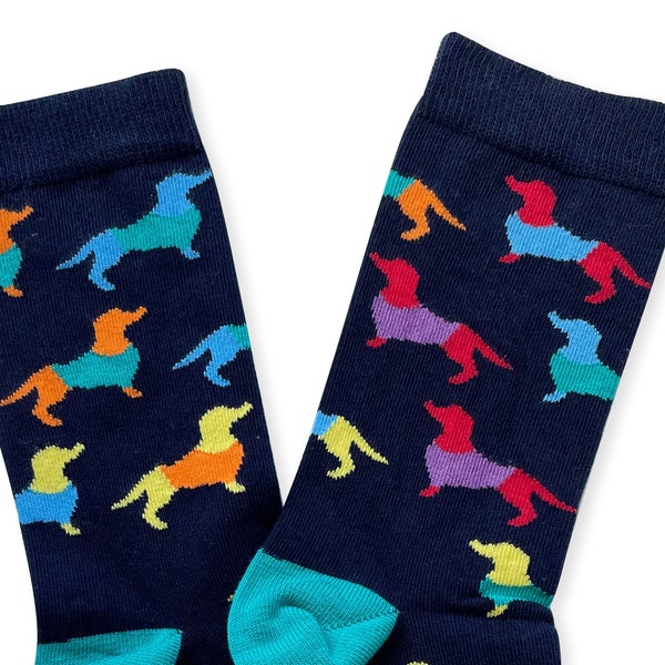 Dachshund Socks, Multicolour Sausage Socks, Weiner Dog Socks, Sausage with Jumper Socks, Dachshund Gift, Christmas Gift, Novelty Socks