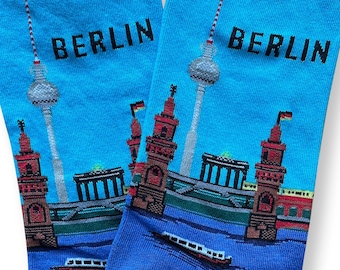 Calzini in cotone con skyline di Berlino, calzatura casual con paesaggio urbano, edizione limitata, regalo