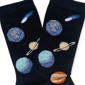 Calzini con design a tema spaziale e pianeta, calzature in cotone