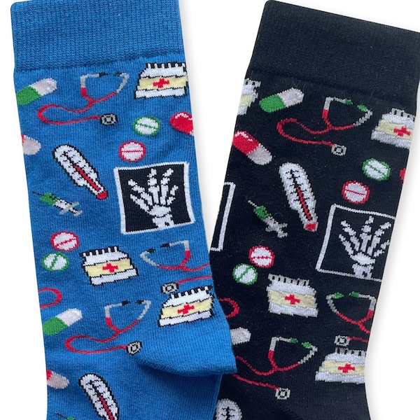 Health Theme Socks, Doctor Socks, Nurse Socks, Treatment Socks, Christmas Gift, Doctor Gift, Nurse Gift, Radiologist Gift, Medic Gift
