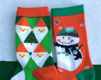 Christmas Funny Socks, Santa Claus Pattern, Snowman Socks, Snowman Pattern Socks, Christmas Gift for Kids, Gift for Family, Stocking Stuffer
