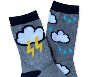 Raining Clouds Socks: Weather Lightning Trainer Socks