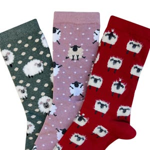 Sheep Gang Design Cotton Socks, Women's Size Footwear