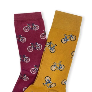Bicycle Theme Cotton Socks, Red and Mustard Colours Men’s and Women’s Footwear