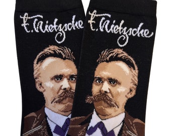 Nietzsche Design Philosophy Theme Socks, Cotton Novelty Men Women Size Footwear
