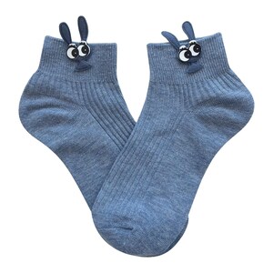 Chaussettes en coton doux en forme de lapin, chaussures duveteuses pour lapin, cadeau de Pâques Blue Rabbit 3D