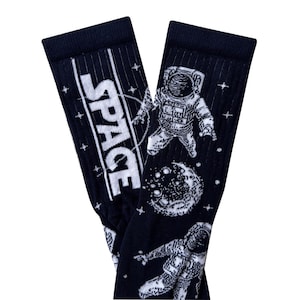 Space Theme Astronaut Design Socks, Galaxy Pattern