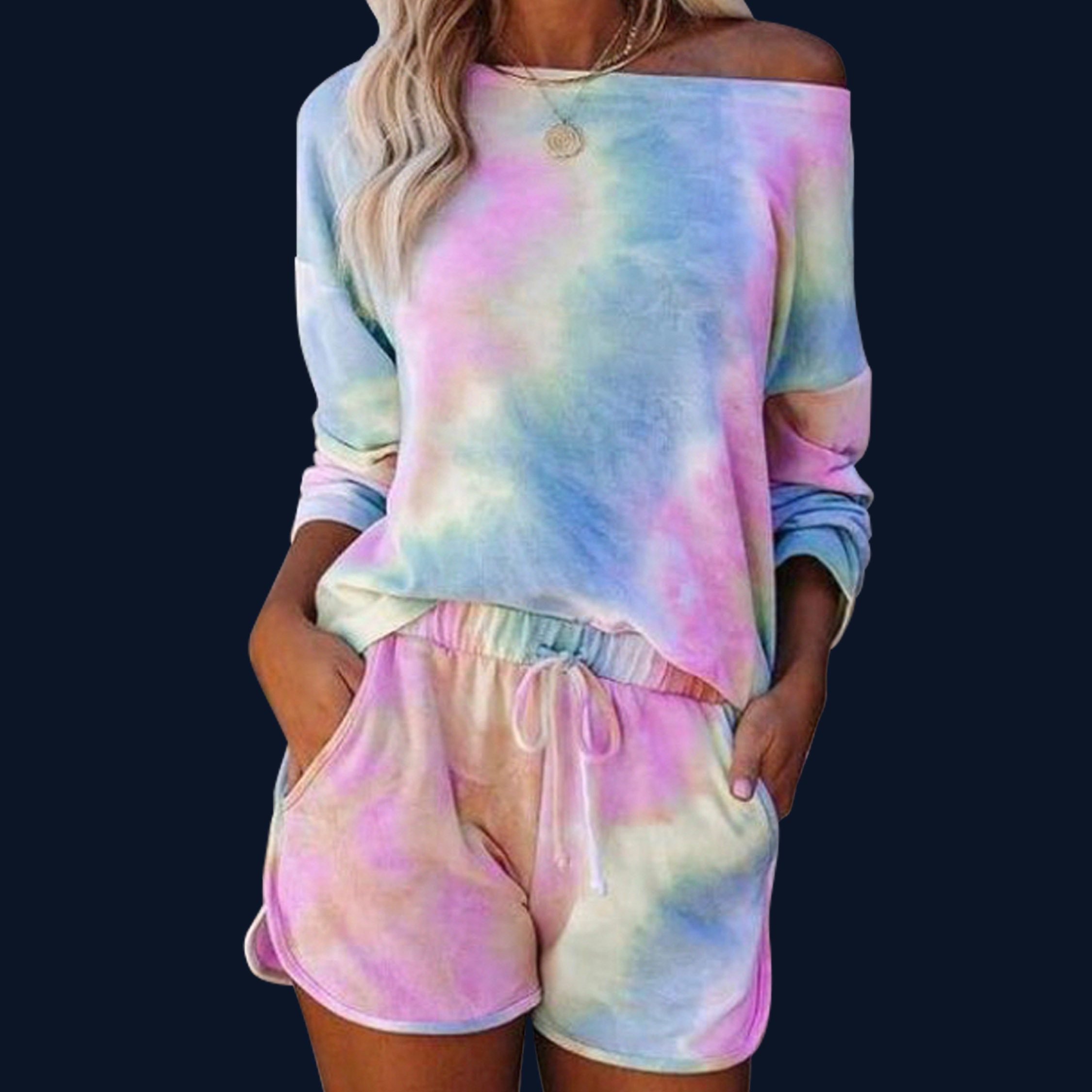 Tie Dye T Shirt Short Set Colourful Tie Dye Pink blue Tie Dye Trendy Tie Dye Cool Clothing Bright Colour Tie Dye Womens Tee Etsy