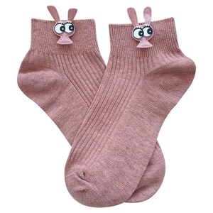 Chaussettes en coton doux en forme de lapin, chaussures duveteuses pour lapin, cadeau de Pâques Pink Rabbit 3D