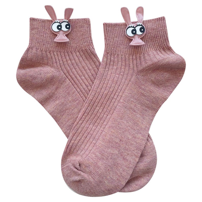 Chaussettes en coton doux en forme de lapin, chaussures duveteuses pour lapin, cadeau de Pâques Pink Rabbit 3D