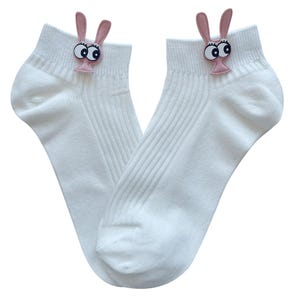 Chaussettes en coton doux en forme de lapin, chaussures duveteuses pour lapin, cadeau de Pâques White Rabbit 3D