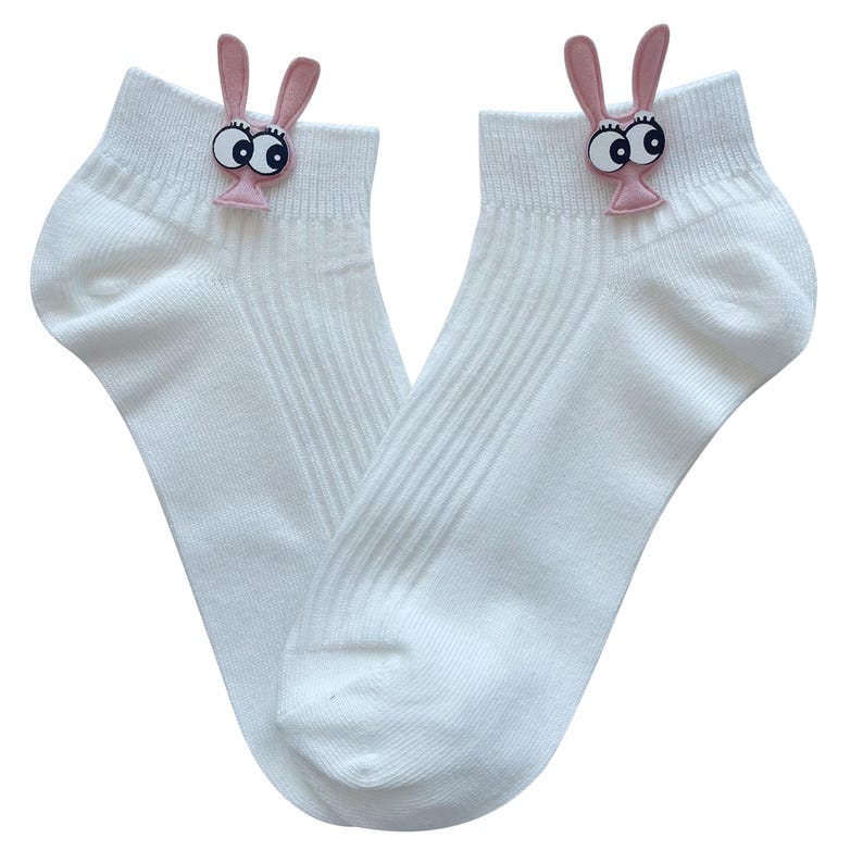 Chaussettes en coton doux en forme de lapin, chaussures duveteuses pour lapin, cadeau de Pâques White Rabbit 3D