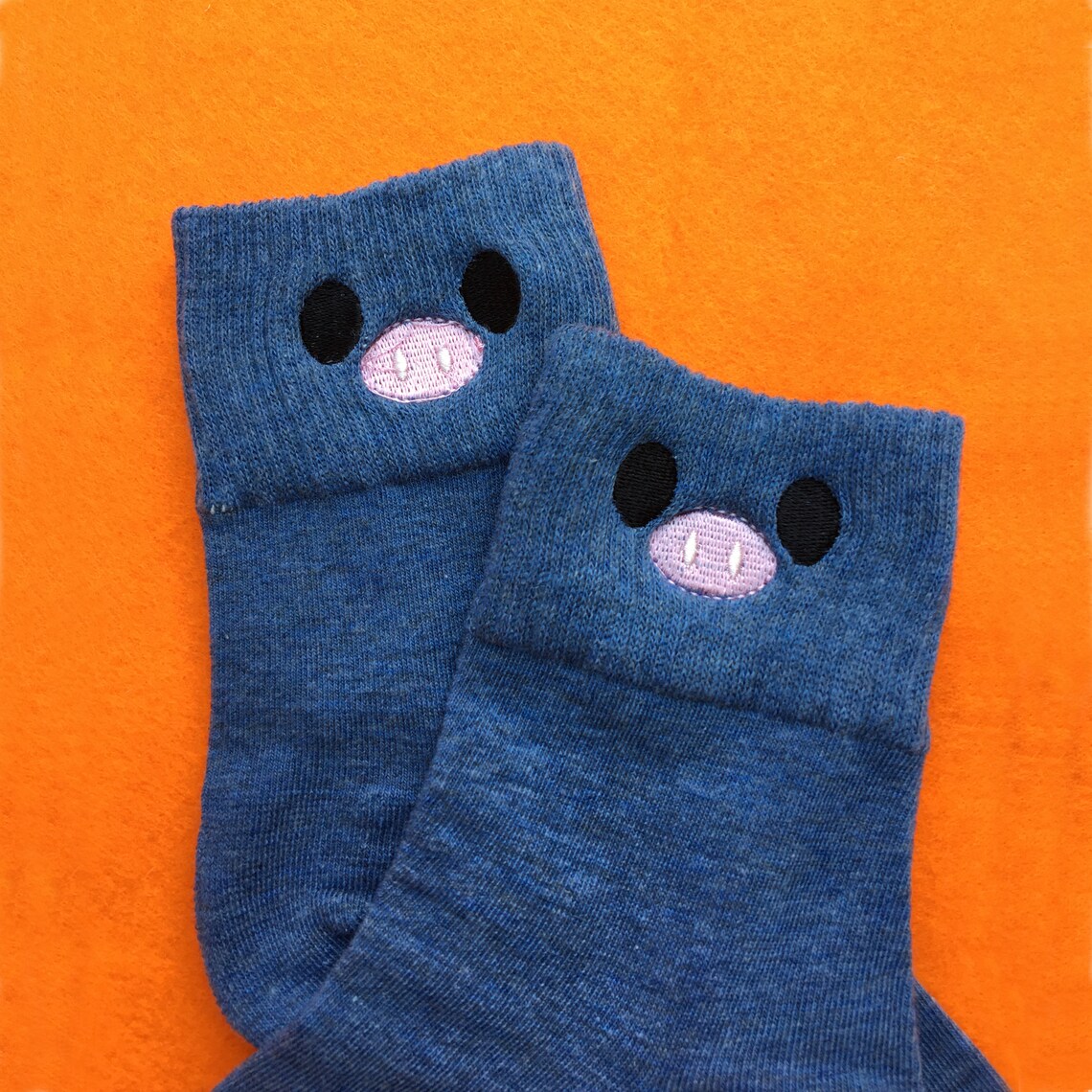 Cute Pig Socks Pig Embroidery Socks Animal Socks Cute Etsy