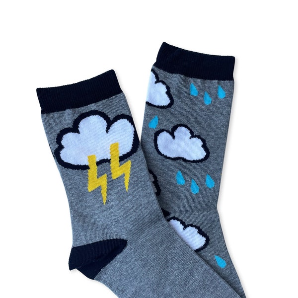 Raining Clouds Socks, Clouds Socks, Weather Socks, Lightning Socks, Funny Socks, Gift For Him, Gift for Her, Christmas Gift, Trainers Socks