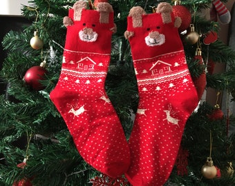 5 Paires Chaussettes De Noël Enfants 7-12 Ans – Motifs Festifs (Père Noël, Renne…), Coton, Unisexe