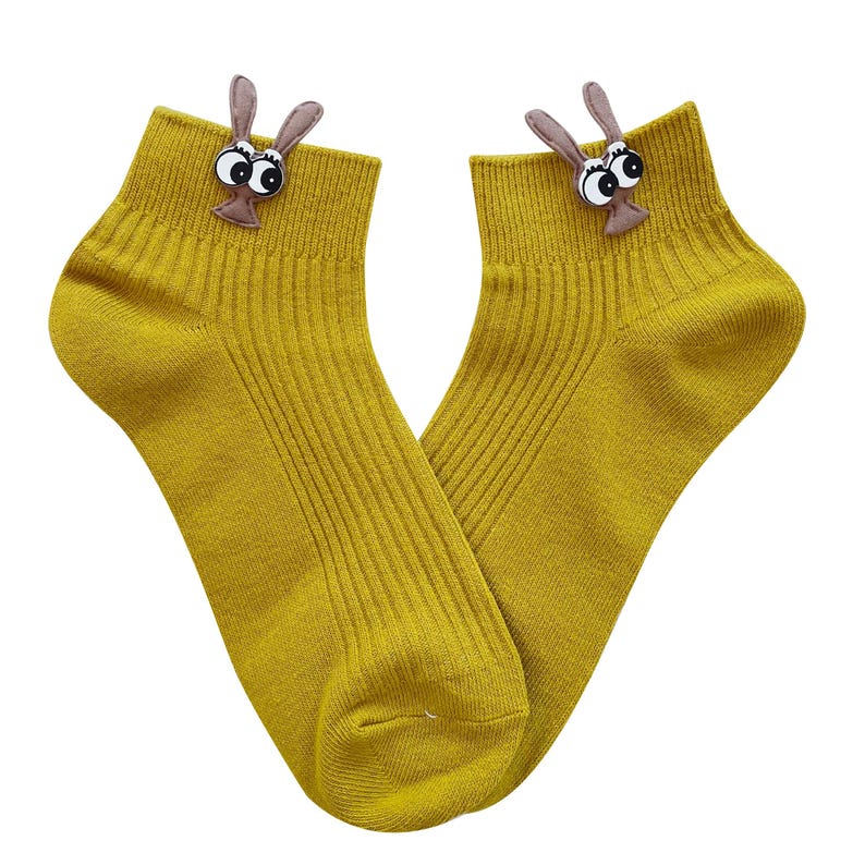 Chaussettes en coton doux en forme de lapin, chaussures duveteuses pour lapin, cadeau de Pâques Mustard Rabbit 3D