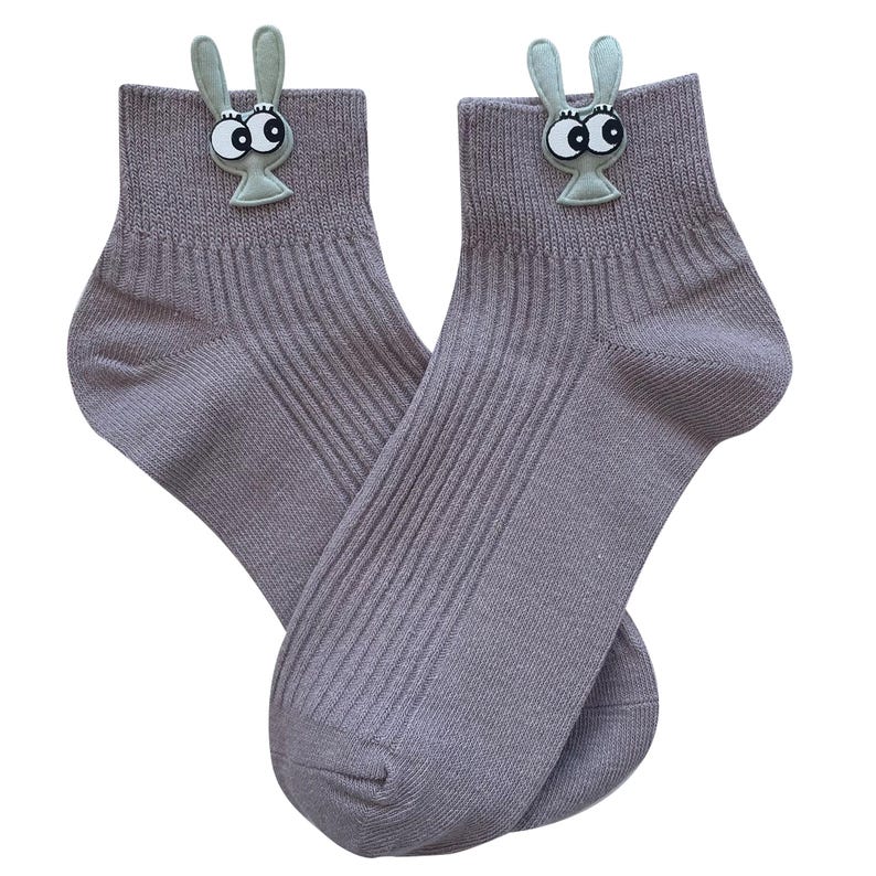 Chaussettes en coton doux en forme de lapin, chaussures duveteuses pour lapin, cadeau de Pâques Lilac Rabbit 3D