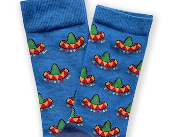 Sombrero Socks, Mexican Hat Socks, Mexico Socks, Mariachi Socks, Mexican Socks, Mexico Vacation Socks, Guitarist Sock, Christmas Gift