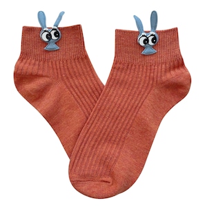 Chaussettes en coton doux en forme de lapin, chaussures duveteuses pour lapin, cadeau de Pâques Brick Rabbit 3D