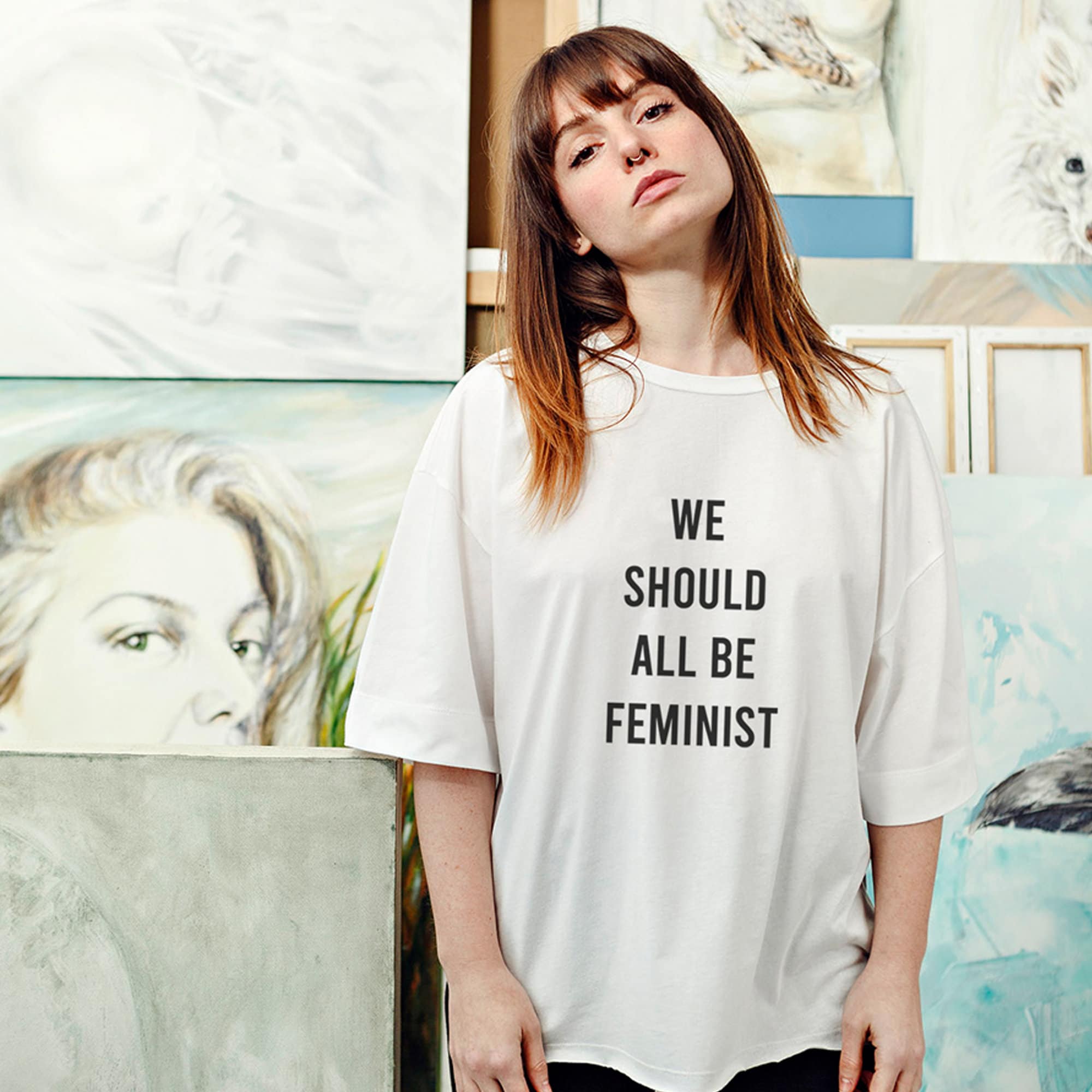 We Should All Be Feminists Slogan T shirt Slogan T shirt White T