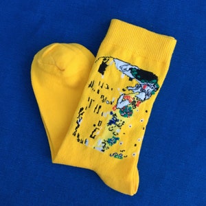 Klimt Kiss Socks - The Kiss Socks - Yellow Socks - Art Socks - Trendy Socks - Gift For Her - Gift For Easter - Birthday Gift -Christmas Gift