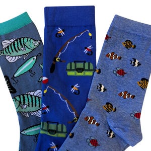 Socken zum Thema Angeln, Fischersocken, Fischen Geschenk, Camper Geschenke, Fisch-Enthusiasten, Fisch Geschenk, Natursocken, Neuheitssocken, Strumpffüller