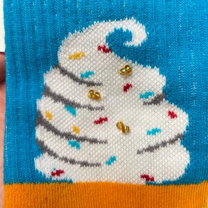 Ice Cream Socks, Beaded Socks, Food Theme Socks, Funny Socks, Cotton Socks, Food & Beverage Socks, Gift for Her, Summer Socks