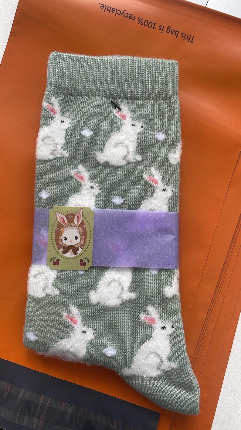 Chaussettes en coton doux en forme de lapin, chaussures duveteuses pour lapin, cadeau de Pâques image 5