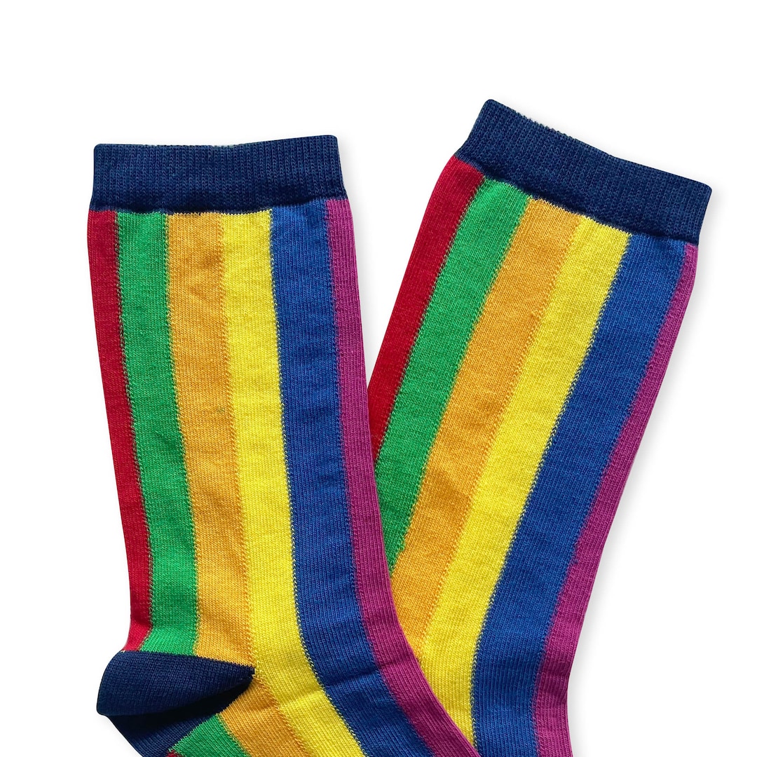 Rainbow Striped Socks, Vertical Line Rainbow Ankle Socks, Unique