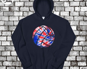 Tie Dye Volleyball Gift / Red White and Blue / Tie Dye Hoodie / Boys and Girls Volleyball /Tie Dye Gift / Volleyball Hoodie /Volleyball Mom