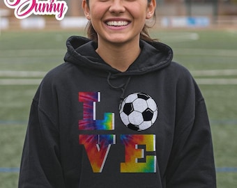 Soccer Gift / Tie Dye  Soccer / Girl's Soccer Hoodie / Love Soccer / Teen Soccer Sweatshirt / Warm Cozy Adult Unisex Hooded Sweatshirt