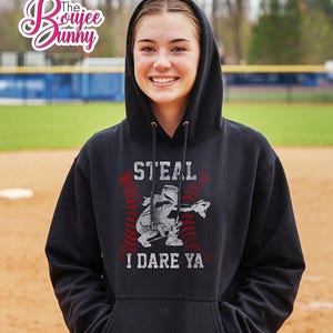 Girls Softball Catcher Gift / Softball Hoodie / Softball Distressed Design / Softball Catcher Hoodie / Steal I Dare Ya / Adult Unisex Hoodie