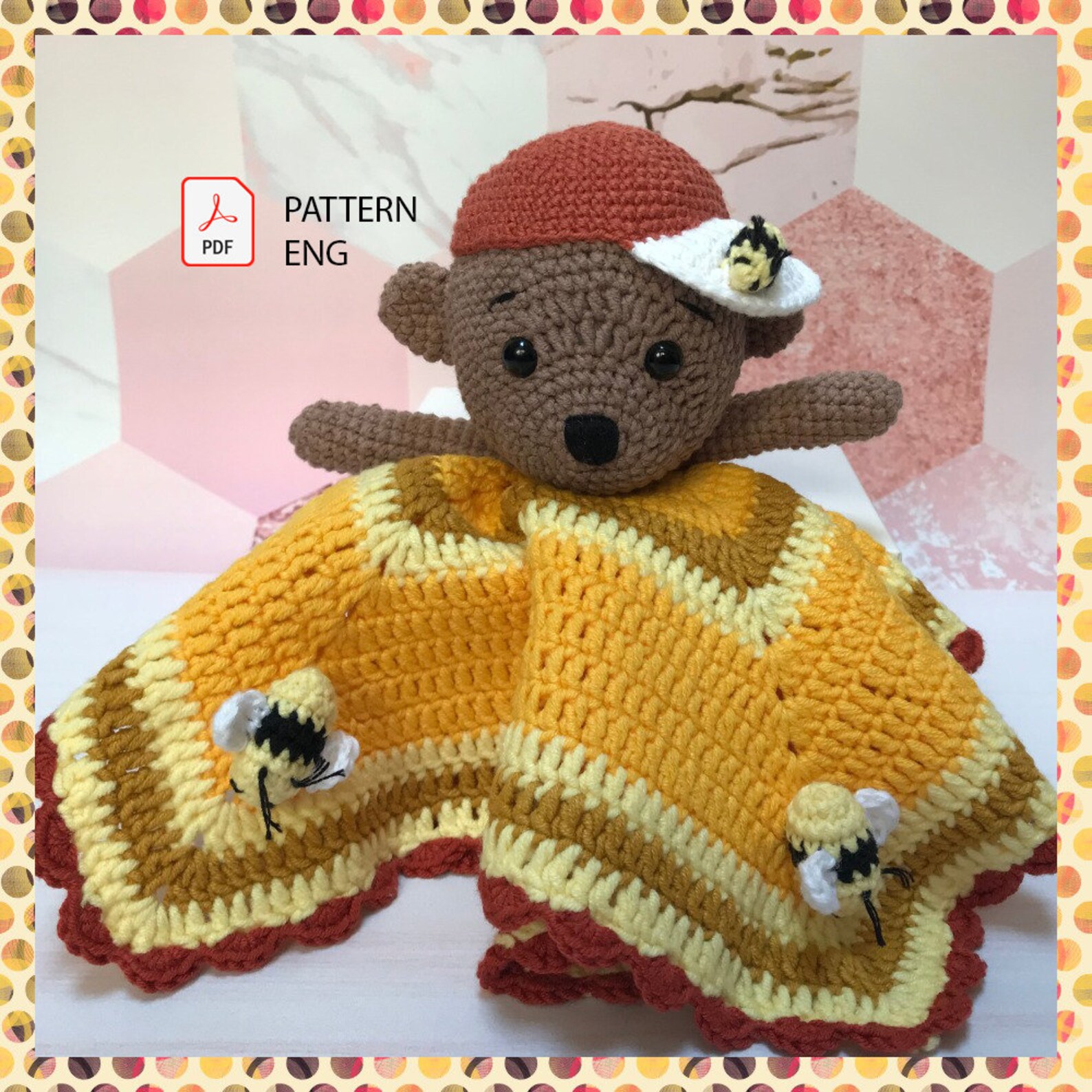 Teddy Bear With Bee Crochet Comforter Pattern PDF Download Etsy