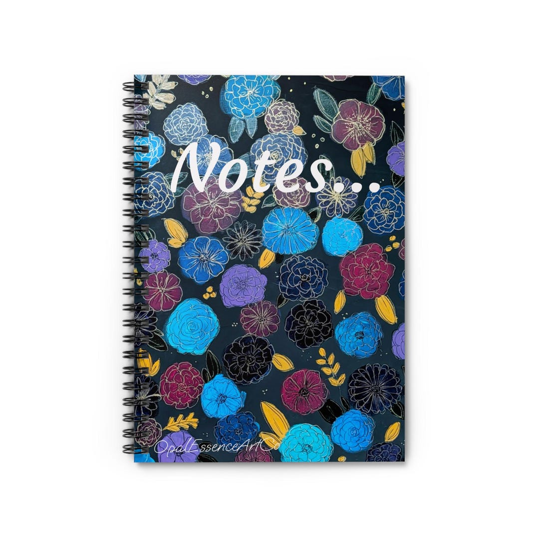 Blue Floral Notes Spiral Notebook | Ruled Notebook - Etsy