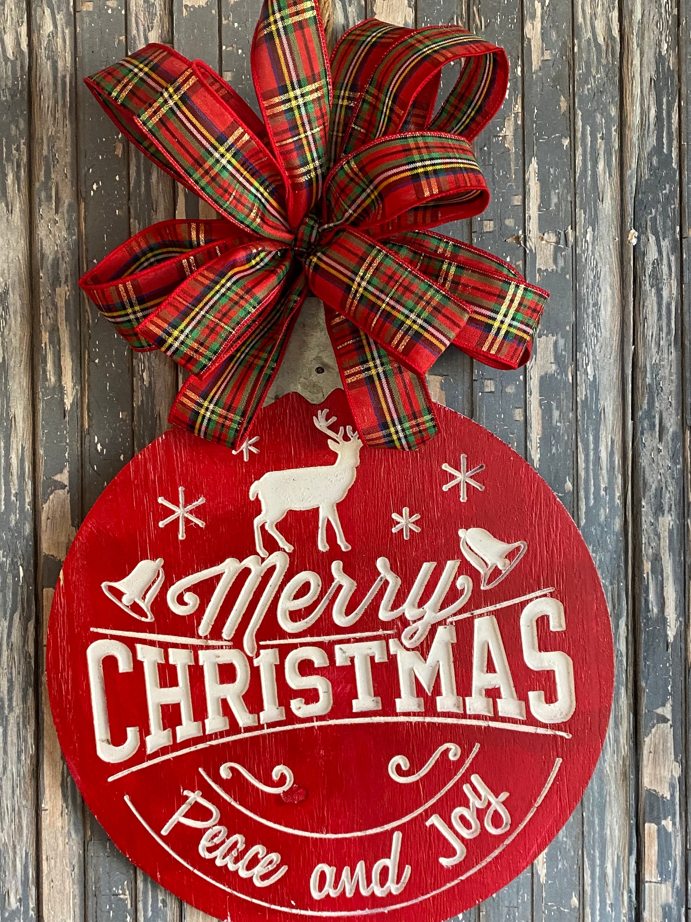 Christmas Ornament Wooden Door Hanger Merry Christmas Wall Etsy