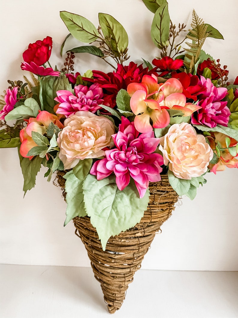Wall Decor Flower Basket Door Hanger Flowers Flowers for Etsy