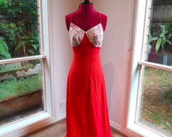 red crochet maxi dress