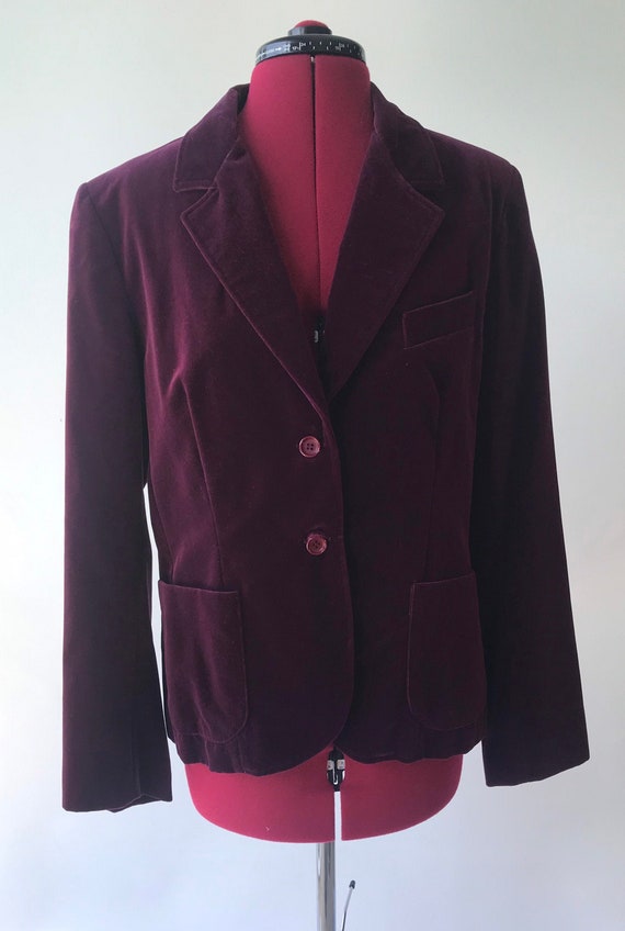 Vintage 1970s Burgundy Velvet Sportscraft Blazer
