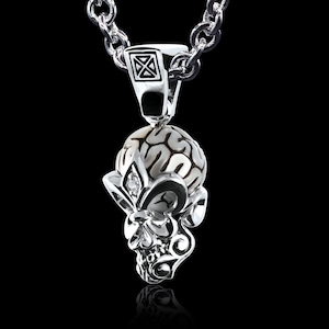 Pearl Skull Necklace, Skull Pendant Carved Pearl, Pendant Gothic, Jewelry Memento Mori Gothic Pendant Skeleton Pendant, White Pearl Pendant.