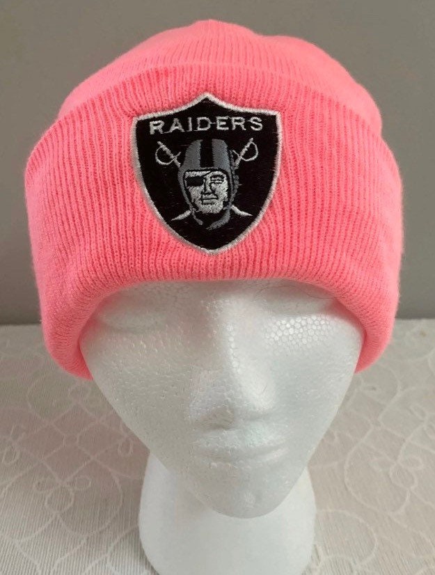 Oakland Raiders Pink Beanie Hat 