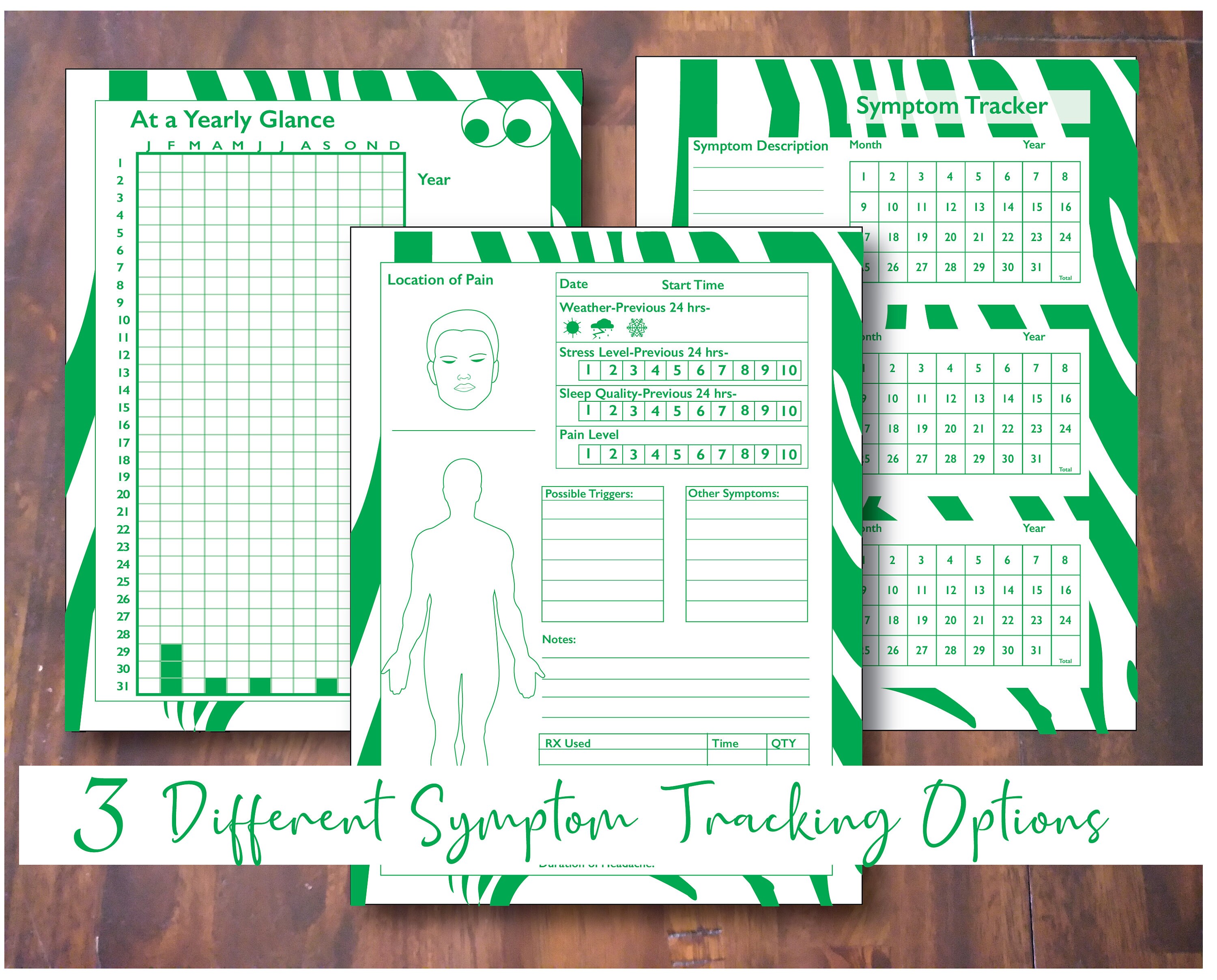 Zebra Male Symptom Tracking Journal Etsy UK
